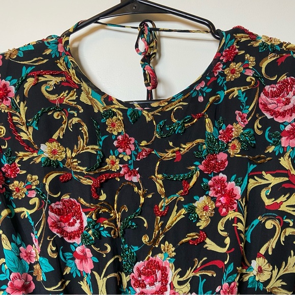 Diane Freis Silk Vintge 80s Boho Ruffle Dress - Picture 5 of 9